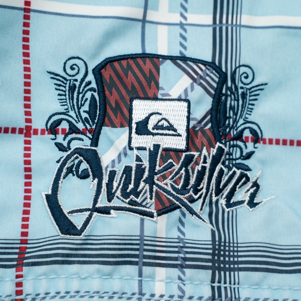 Vintage 90s Y2k Quicksilver Board Shorts‎ Plaid Blue Baggy Size M/L - Picture 7 of 11